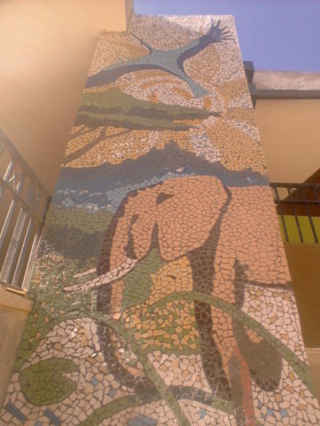 Eco garden Mosaic: Ceramic tiles Style: Stylised Theme: Nature african mosaic art by Kenyan artist