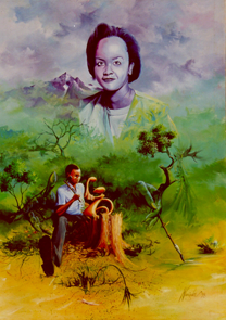 Malaika Painting: Acrylic on canvas Me and my mentor. Style: Surreal Theme: Mentorship painting by Kenyan artist